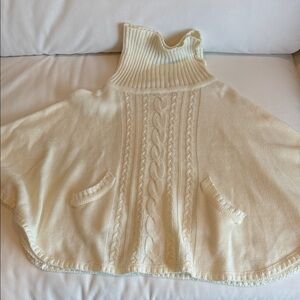 Crown & Ivy Cream Cable Knit Poncho